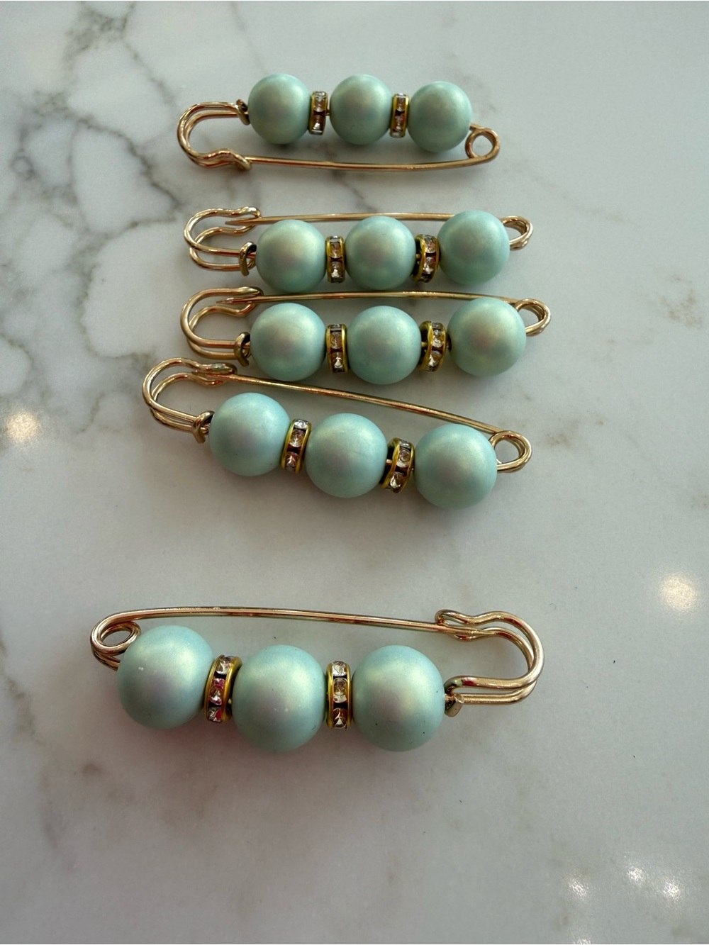 Handmade Brooch Pin with Seafoam Green Pearl